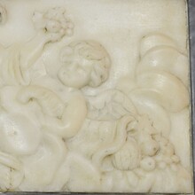 Baroque marble panel presenting Abundantia with angels, Italy circa 1650-1750