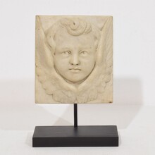 Baroque hand carved marble angel head panel, Italy circa 1700-1750