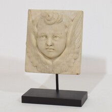 Baroque hand carved marble angel head panel, Italy circa 1700-1750