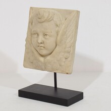 Baroque hand carved marble angel head panel, Italy circa 1700-1750