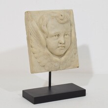 Baroque hand carved marble angel head panel, Italy circa 1700-1750