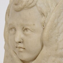 Baroque hand carved marble angel head panel, Italy circa 1700-1750