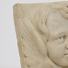 Baroque hand carved marble angel head panel, Italy circa 1700-1750