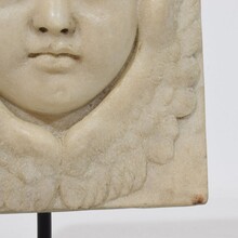 Baroque hand carved marble angel head panel, Italy circa 1700-1750