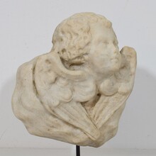 Baroque marble winged angel head, Italy circa 1750