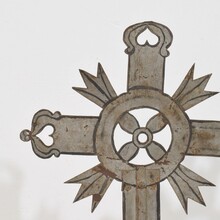 Baroque painted metal procession cross, Italy circa 1750