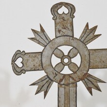 Baroque painted metal procession cross, Italy circa 1750