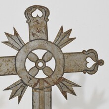 Baroque painted metal procession cross, Italy circa 1750