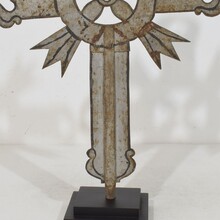 Baroque painted metal procession cross, Italy circa 1750