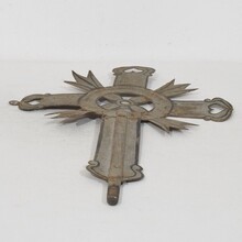 Baroque painted metal procession cross, Italy circa 1750