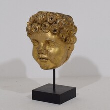 Carved giltwood baroque angel head, Italy circa 1750