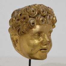 Carved giltwood baroque angel head, Italy circa 1750