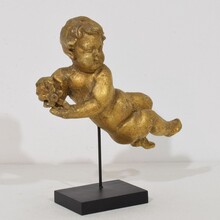 Carved wooden baroque angel, Italy circa 1750