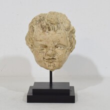 Chalk/ cast stone angel head, Italy circa 1750