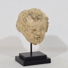 Chalk/ cast stone angel head, Italy circa 1750