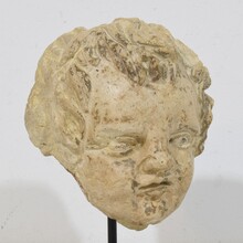Chalk/ cast stone angel head, Italy circa 1750