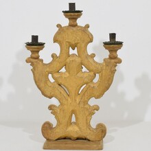 Handcarved giltwood baroque candleholder with mirrors, Italy circa 1750