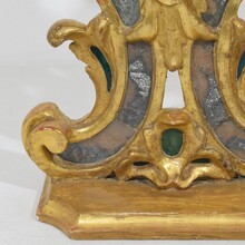 Handcarved giltwood baroque candleholder with mirrors, Italy circa 1750