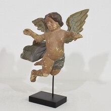 Hand carved wooden baroque angel, Italy circa 1750