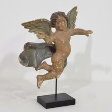 Hand carved wooden baroque angel, Italy circa 1750