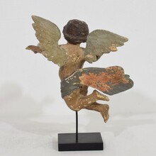 Hand carved wooden baroque angel, Italy circa 1750