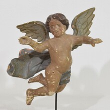 Hand carved wooden baroque angel, Italy circa 1750