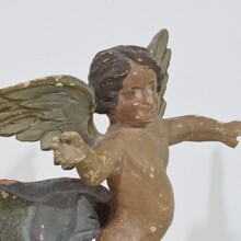 Hand carved wooden baroque angel, Italy circa 1750