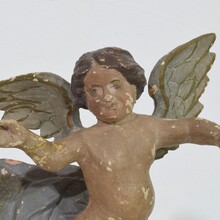 Hand carved wooden baroque angel, Italy circa 1750