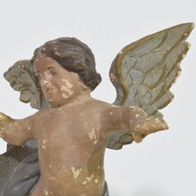 Hand carved wooden baroque angel, Italy circa 1750