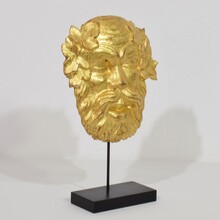 Giltwood bacchus head ornament, Italy circa 1750-1800