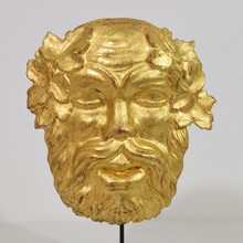 Giltwood bacchus head ornament, Italy circa 1750-1800