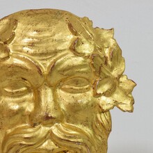 Giltwood bacchus head ornament, Italy circa 1750-1800