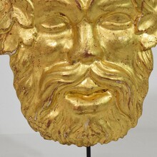 Giltwood bacchus head ornament, Italy circa 1750-1800