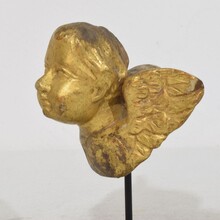 Small hand carved baroque winged angel head, Italy circa 1750