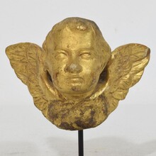 Small hand carved baroque winged angel head, Italy circa 1750