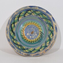 Large glazed earthenware bowl, Spain circa 1750-1850