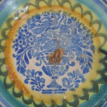 Large glazed earthenware bowl, Spain circa 1750-1850