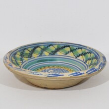 Large glazed earthenware bowl, Spain circa 1750-1850