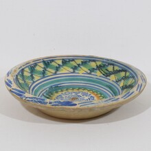Large glazed earthenware bowl, Spain circa 1750-1850