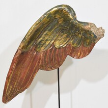 Large carved wooden wing of a baroque angel, Italy circa 1750