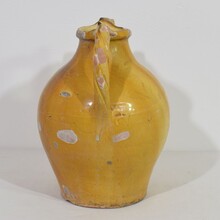 Large yellow glazed terracotta jug or water cruche ( Orjol), France circa 1850