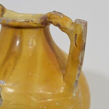 Large yellow glazed terracotta jug or water cruche ( Orjol), France circa 1850