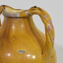 Large yellow glazed terracotta jug or water cruche ( Orjol), France circa 1850