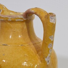 Large yellow glazed terracotta jug or water cruche ( Orjol), France circa 1850