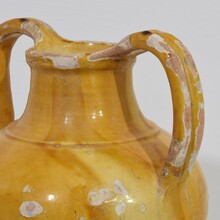 Large yellow glazed terracotta jug or water cruche ( Orjol), France circa 1850