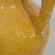 Large yellow glazed terracotta jug or water cruche ( Orjol), France circa 1850