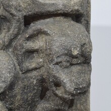 Medieval gothic carved stone crowned gargoyle panel, France circa 1250-1500