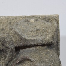 Medieval gothic carved stone crowned gargoyle panel, France circa 1250-1500