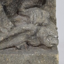 Medieval gothic carved stone crowned gargoyle panel, France circa 1250-1500
