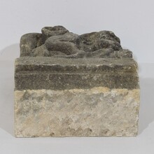 Medieval gothic carved stone crowned gargoyle panel, France circa 1250-1500